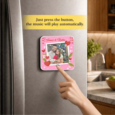 Birthday Gift for Wife  Personalized Musical Fridge Magnet Photo Frame for Couples | Custom Photo & Audio Playable Song Frame Type-C Rechargeable Smart Memory Fridge Magnet